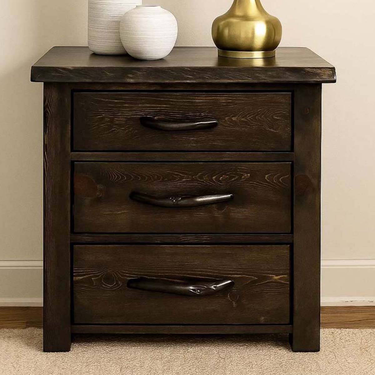 Lima Live Edge 3 Drawer Chest - Jacobean Stain