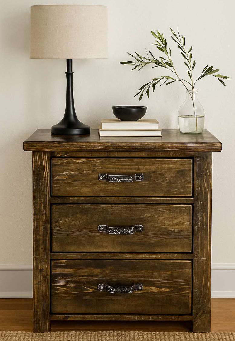 Lima Sawn 3 Drawer Chest with Iron - Provincial Stain