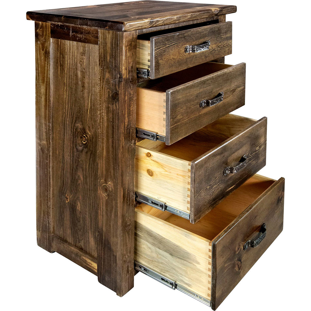 Lima Sawn 4 Drawer Chest with Iron - Provincial Stain