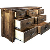 Lima Sawn 7 Drawer Dresser with Iron & Provincial Stain