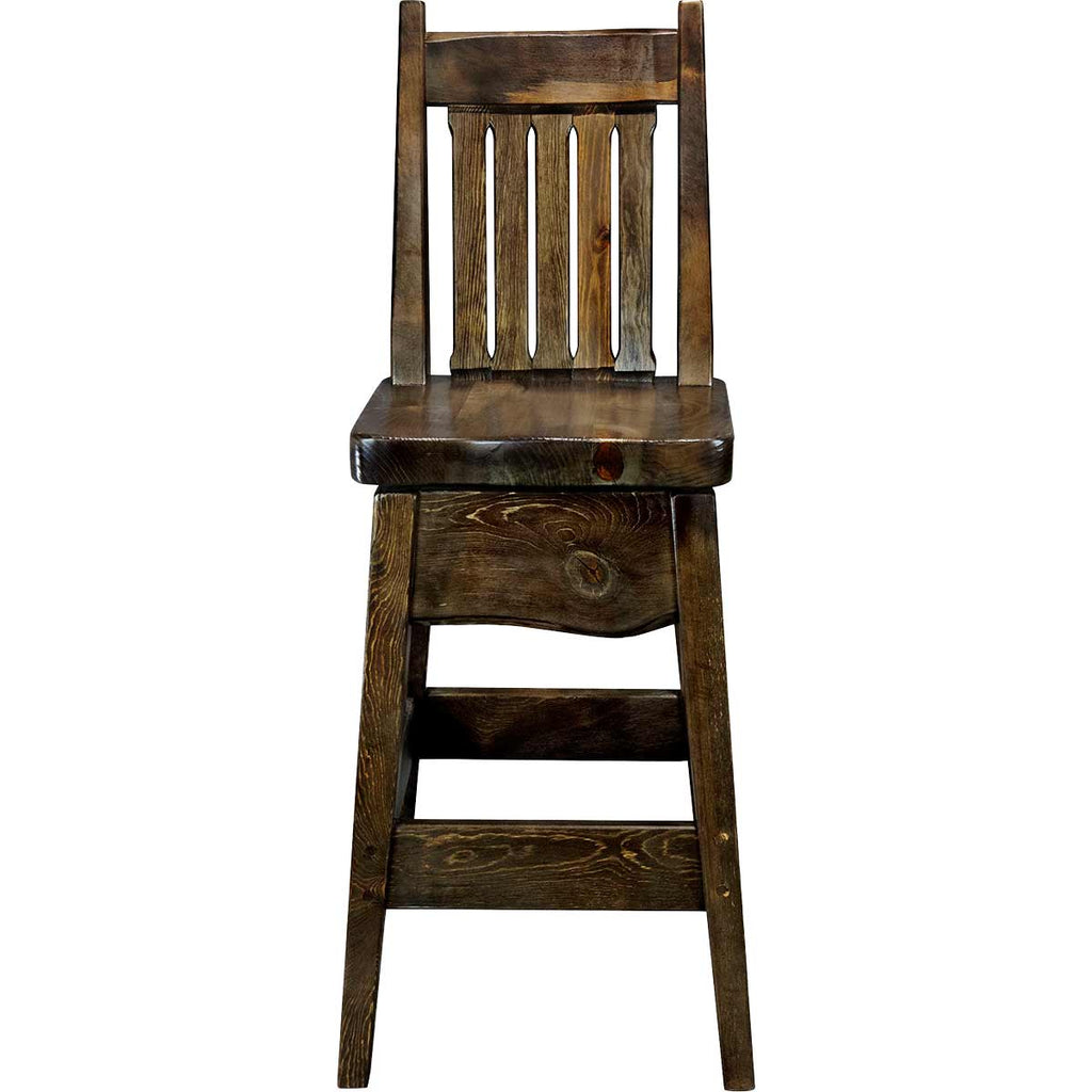Lima 24 Inch Barstool with Back - Jacobean Stain