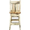 Lima 30 Inch Swivel Barstool with Back - Clear Lacquer