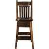 Lima 30 Inch Swivel Barstool with Back - Provincial Stain