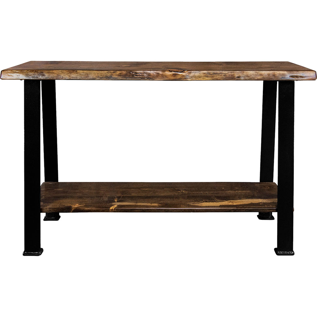 Lima Console Table with Shelf & Provincial Stain - Blackstone Iron Legs ...