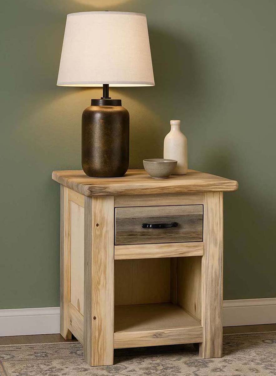 Lima Live Edge 25 Inch Nightstand with Iron - Clear Lacquer