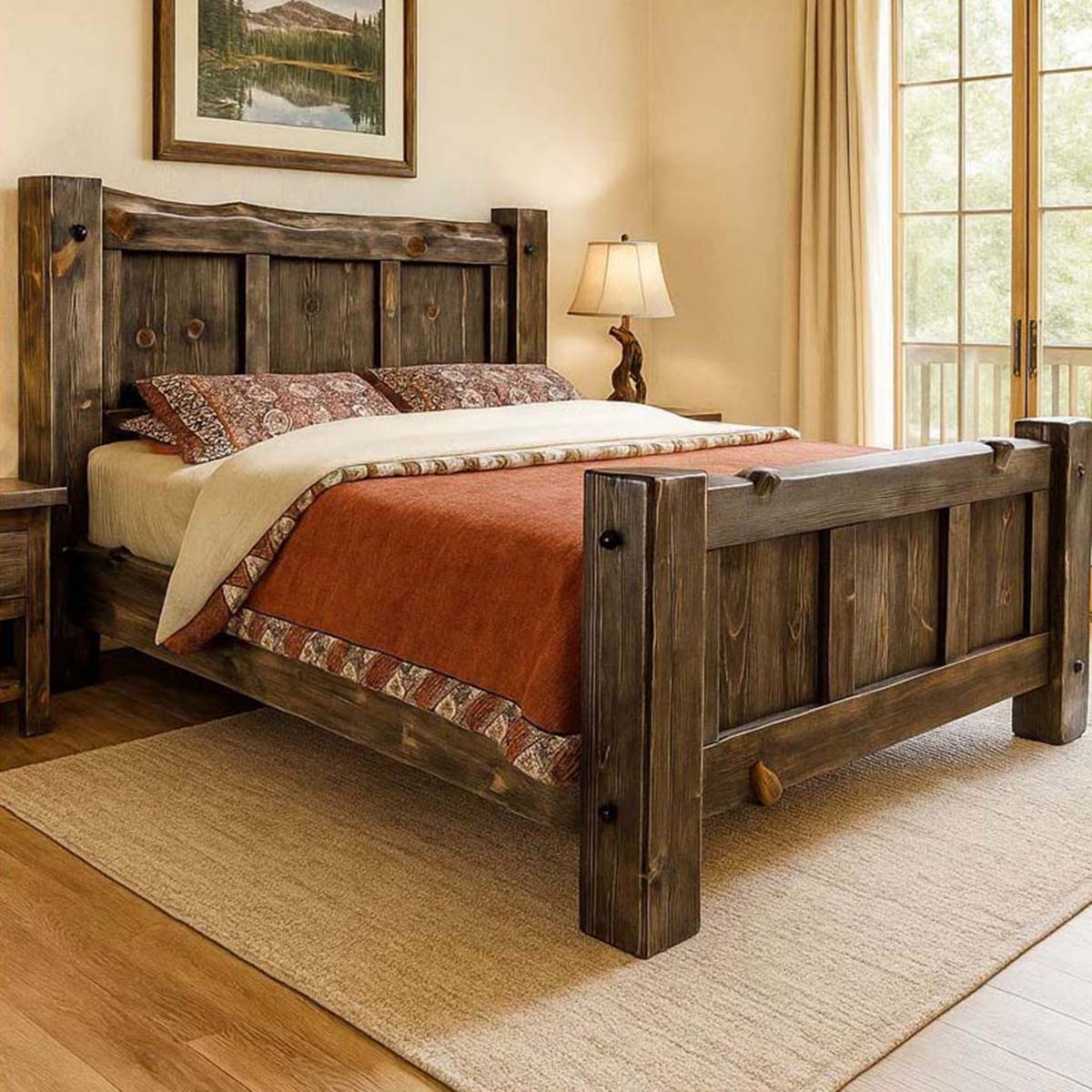 Lima Live Edge Bed with Jacobean Stain - Cal King