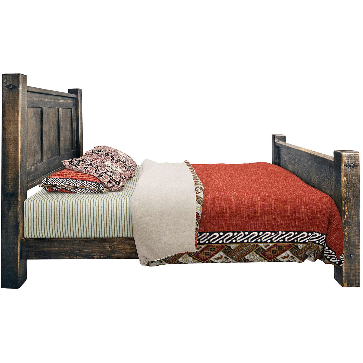 Lima Sawn Bed with Iron & Jacobean Stain - Cal King