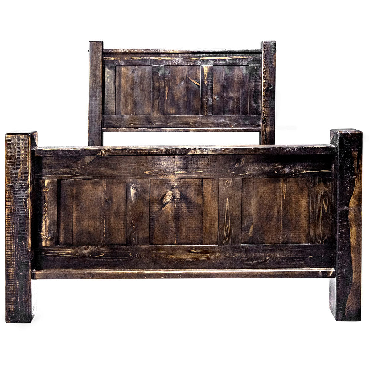 Lima Sawn Bed with Iron & Jacobean Stain - Cal King