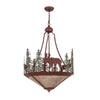 Moose with Green Pines Inverted Pendant Light