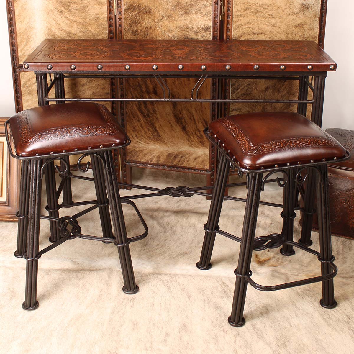 Antique Brown Iron Counter Stool