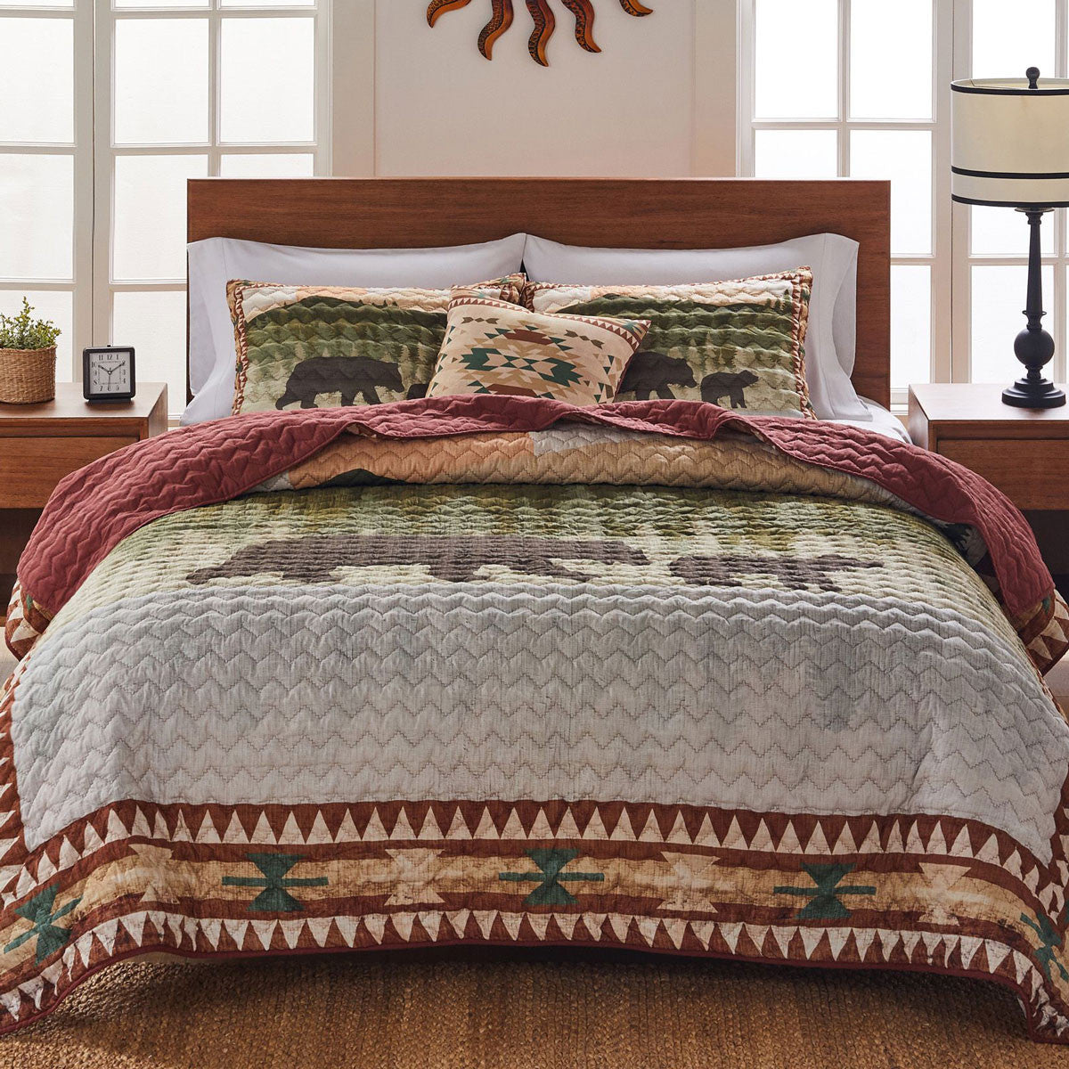 Lake Sunset Bears Quilt Bedding Collection