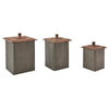 Iron Canisters with Wood Lids - Set of 3