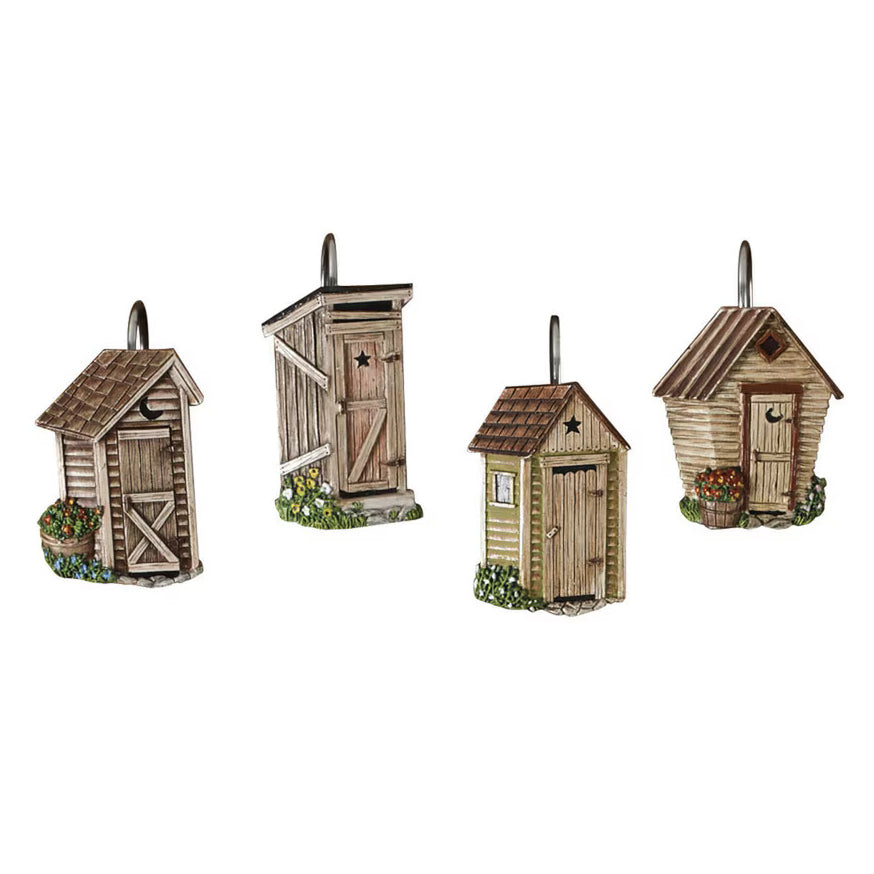 Outhouse Shower Curtain Hooks - Set of 12