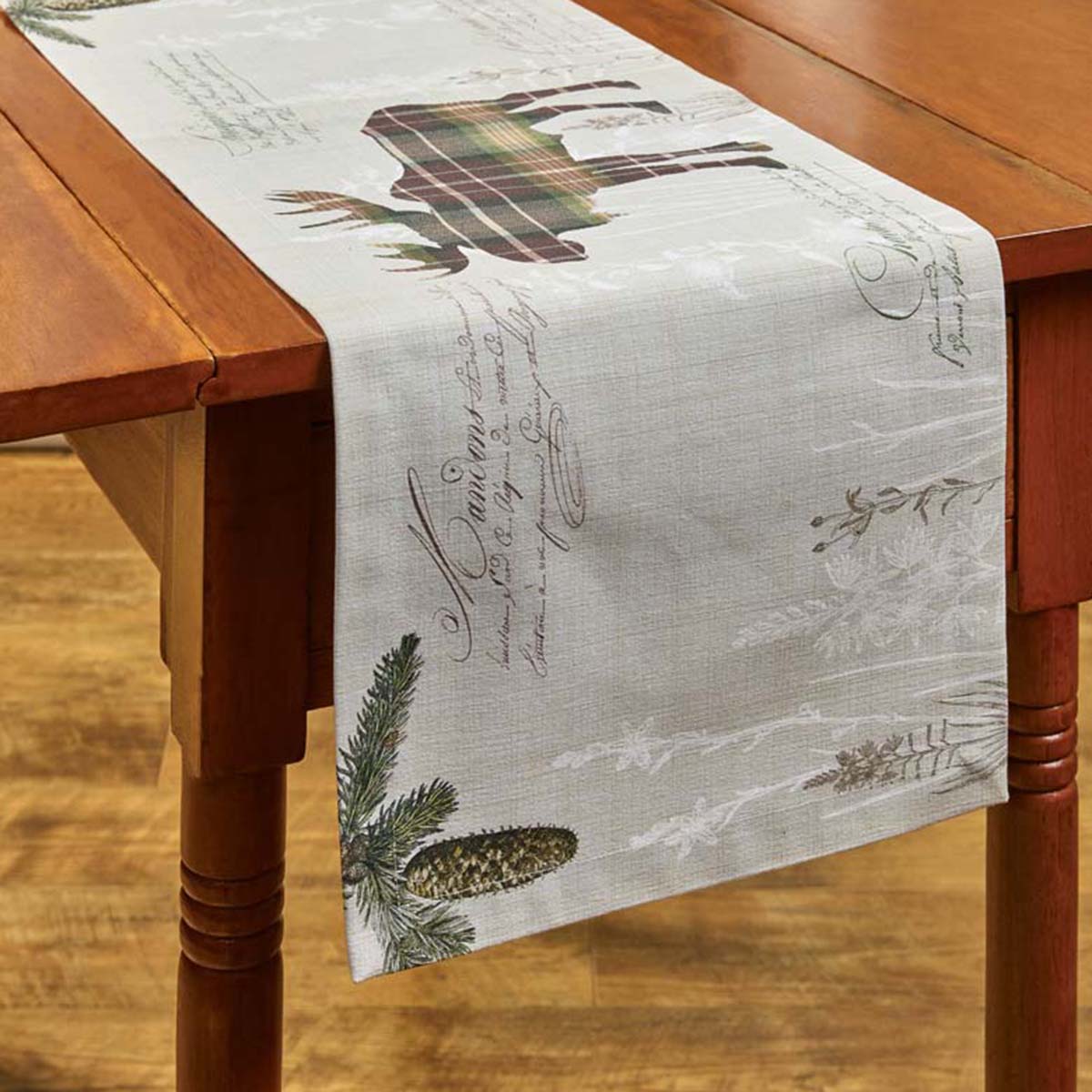 Plaid Moose Table Runner - 36 Inch