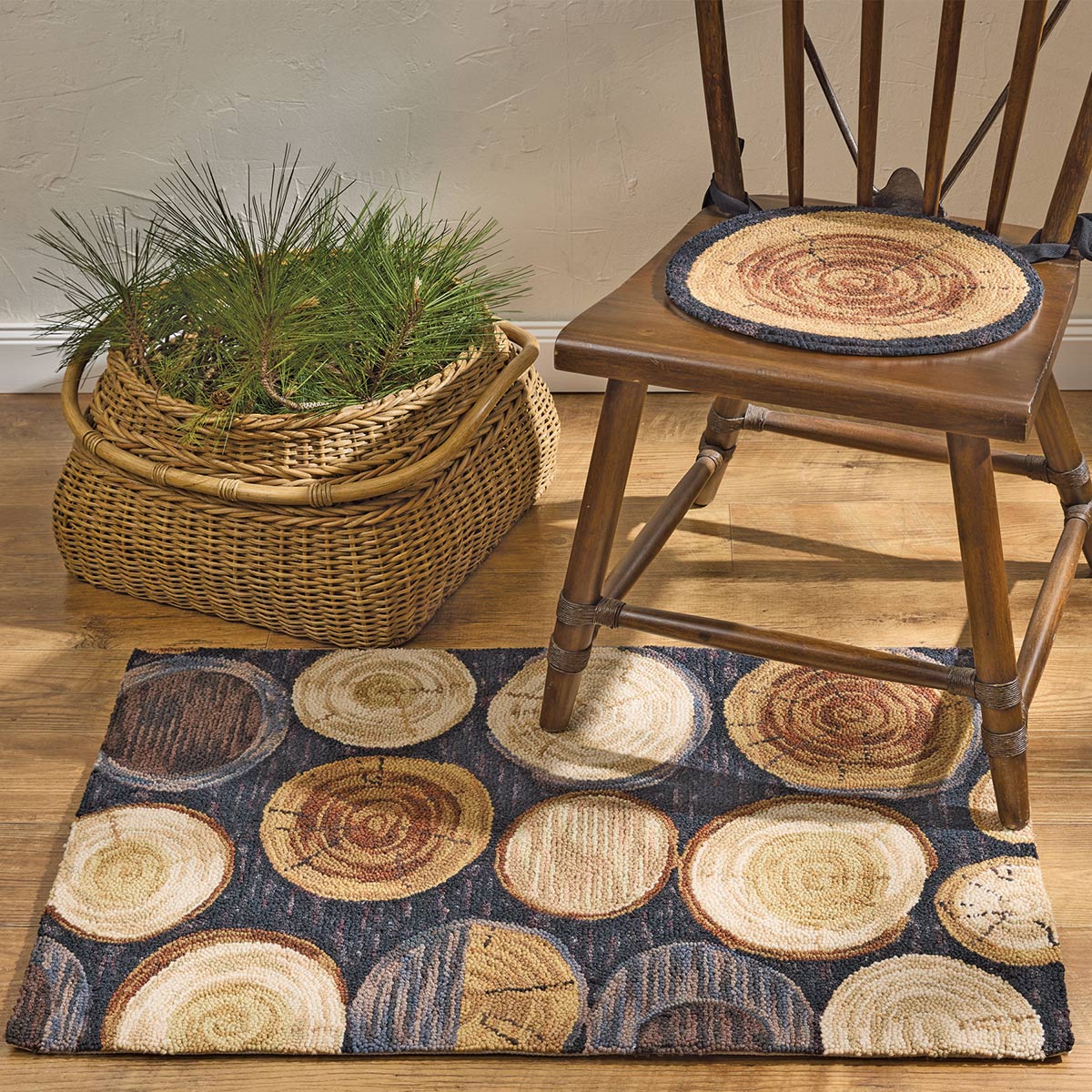 Log Slice Hooked Rug - 2 x 3 - OVERSTOCK