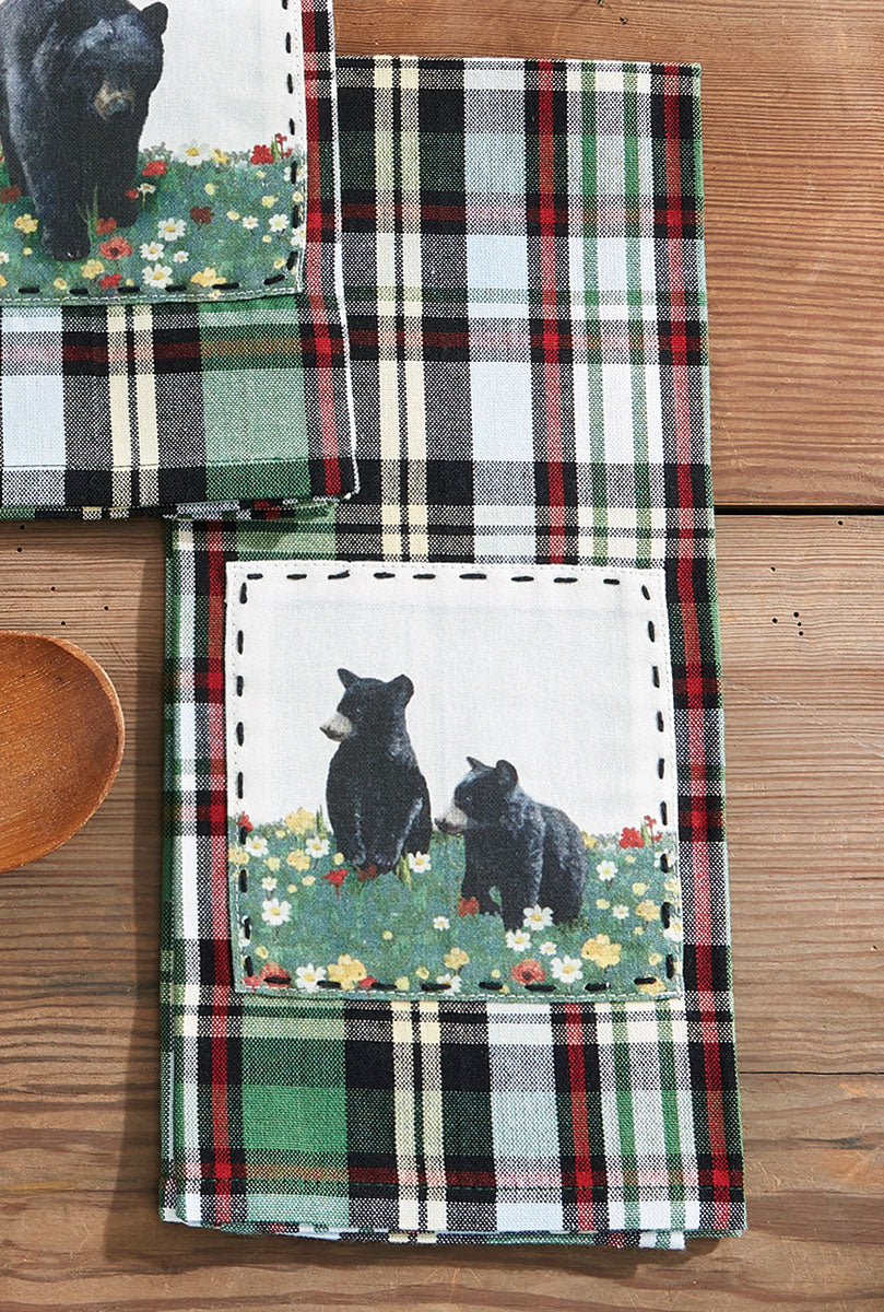 Bear Family Plaid Cubs Dishtowels - Set of 4