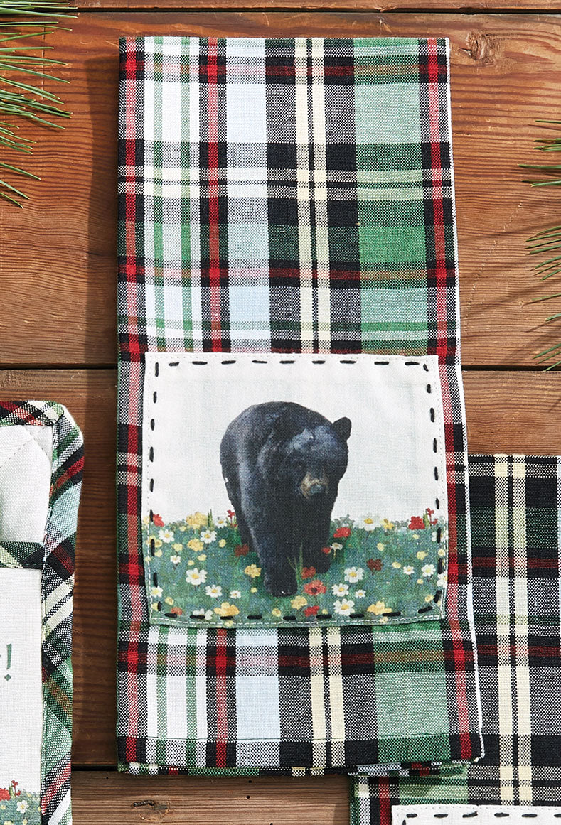 Bear Family Plaid Mama Dishtowels - Set of 4
