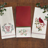 Cardinal & Berries Embroidered Dishtowels - Set of 4
