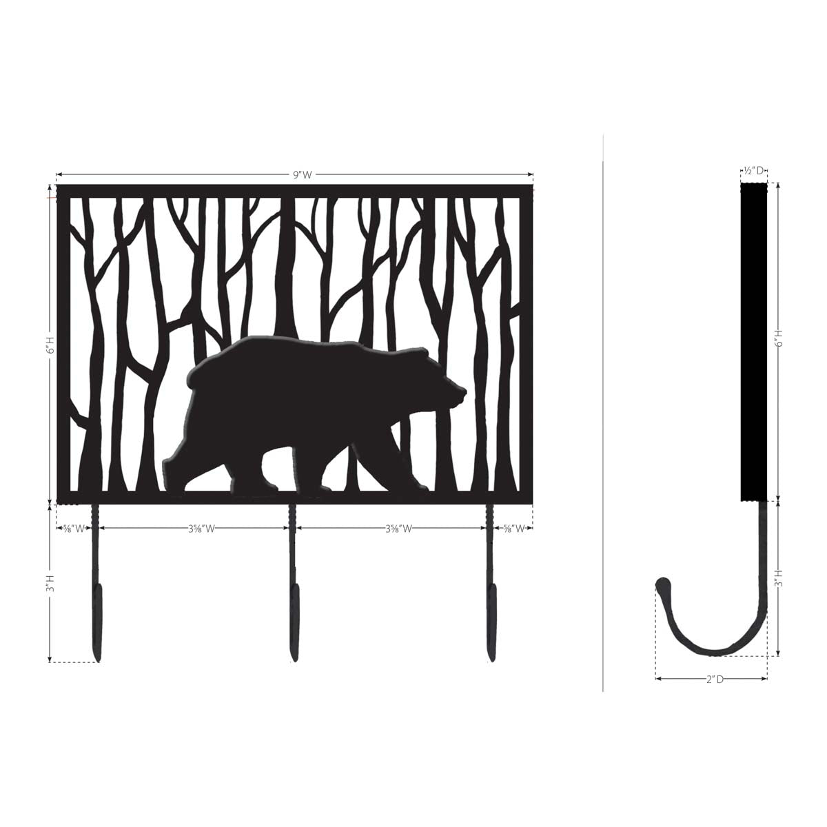 Grizzly Trio Wall Hook