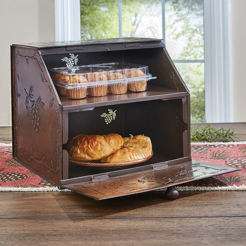 Pinecones Metal Breadbox