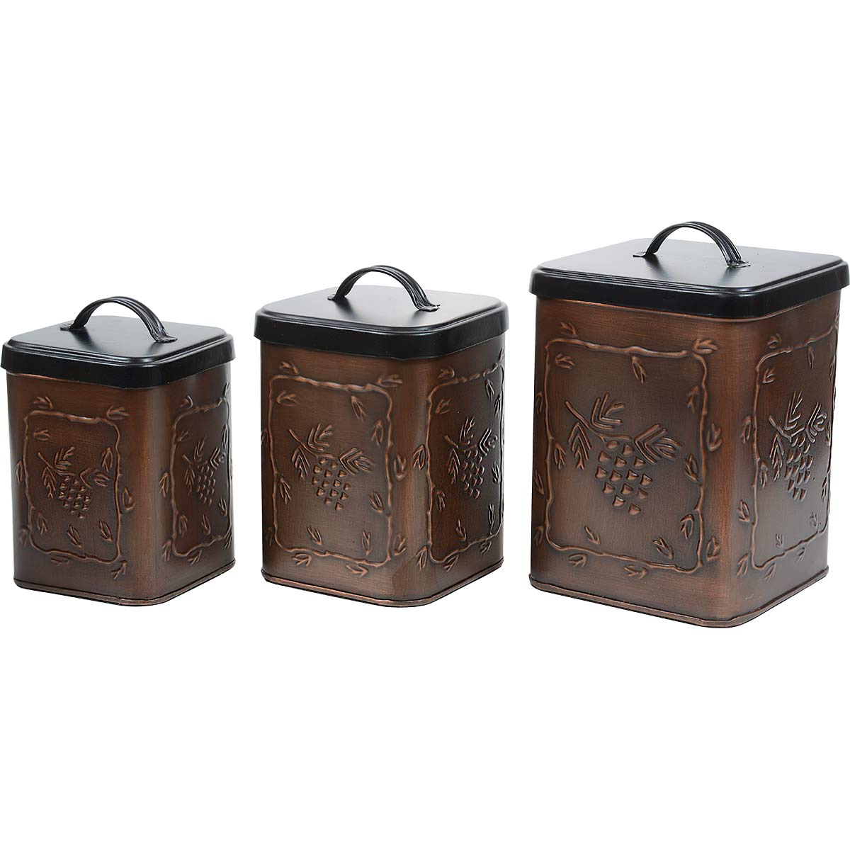Pinecones Metal Canisters - Set of 3