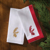 Red Pinecone Embroidered Napkin - Set of 4