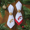 Red Pinecone Embroidered Napkin - Set of 4