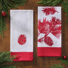 Red Pinecone Dishtowel - Set of 2