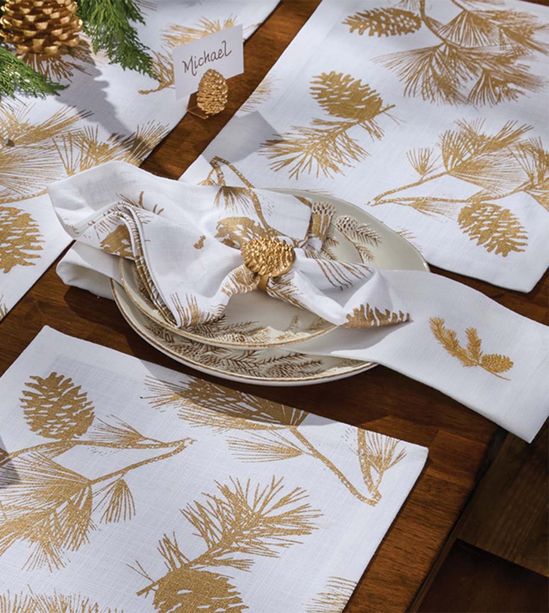 Black Forest Decor Pine Branch Napkin - Thumbnail 4