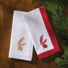 Golden Pine Branch Embroidered Napkin - Set of 4