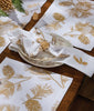 Golden Pine Branch Embroidered Napkin - Set of 4