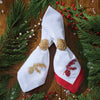 Golden Pine Branch Embroidered Napkin - Set of 4
