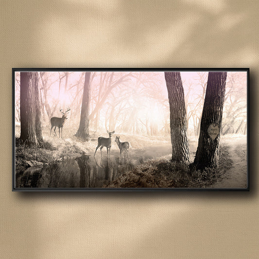 Morning Deer Personalized Framed Canvas