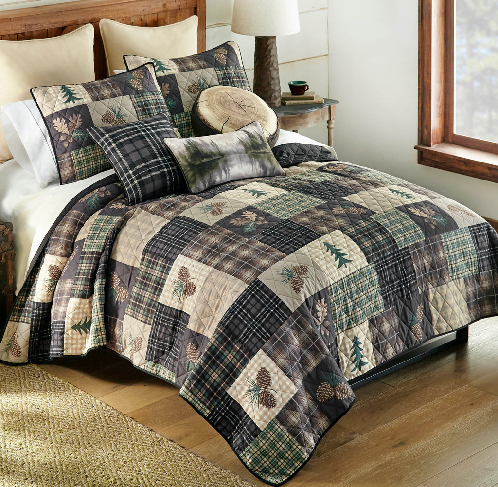 Pinecone Plaid Quilt Bed Set - King