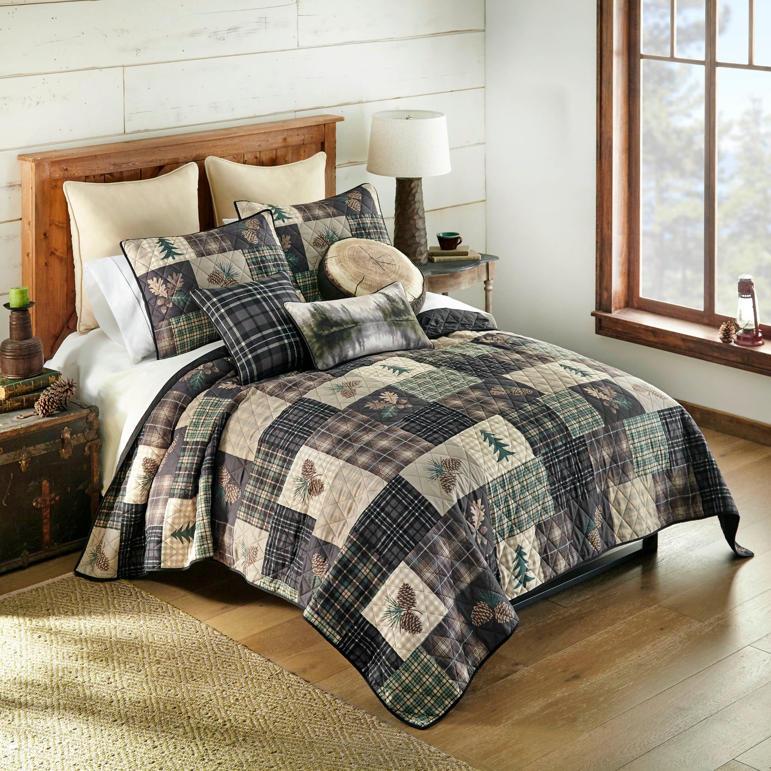 Pinecone Plaid Quilt Bed Set - King