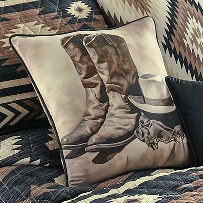 Black Forest Decor Cowboy Boots & Hat Pillow - Thumbnail 4