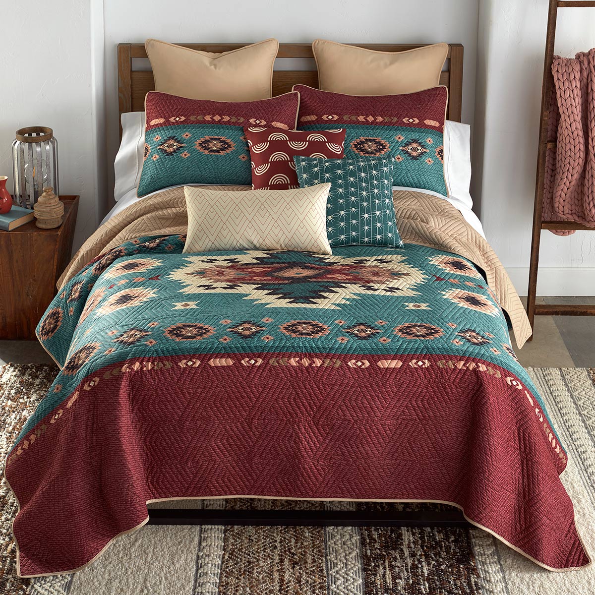 Mojave Turquoise & Rust Quilt Bed Set - Queen- SALE