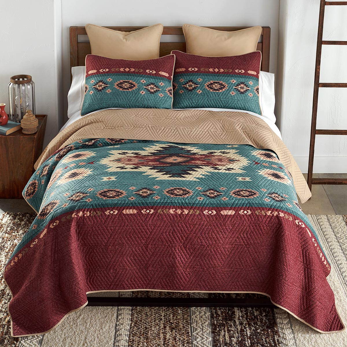Mojave Turquoise & Rust Quilt Bed Set - Queen- SALE