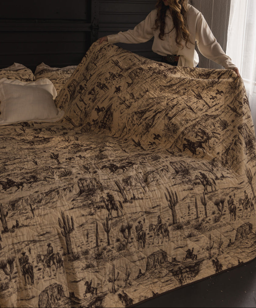 Ranch Hand Toile Western Quilt Bed Set - Queen