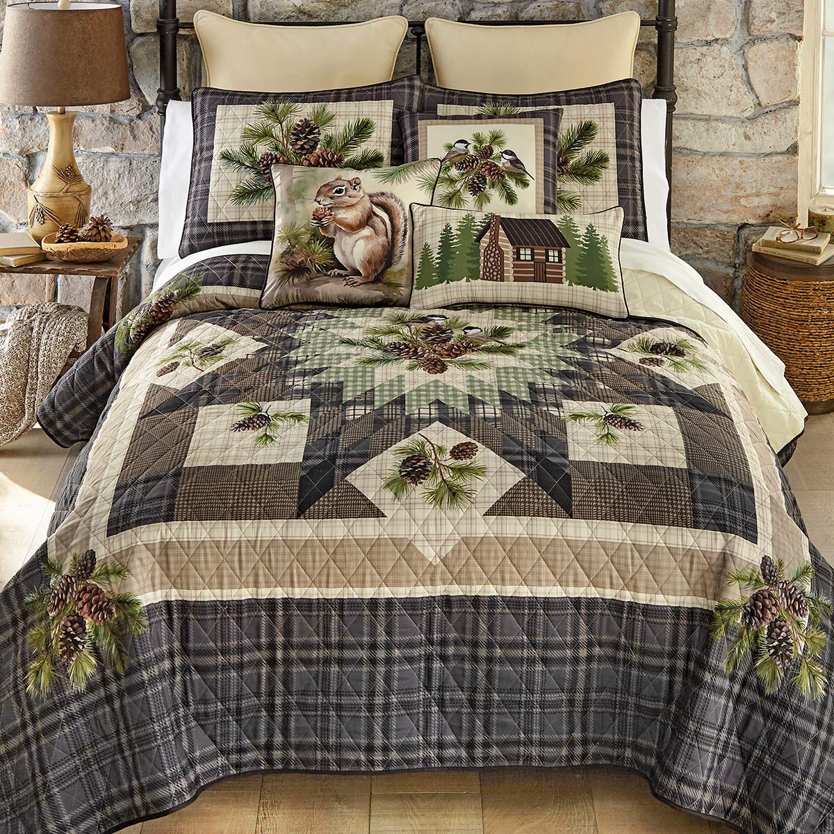 Pinecone Star Quilt Bed Set - Queen
