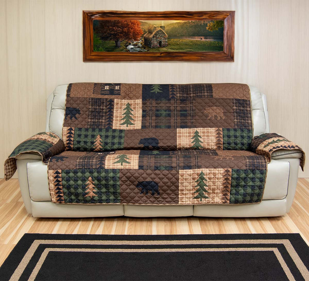 Black Bear & Pines Oversized Sofa Cover