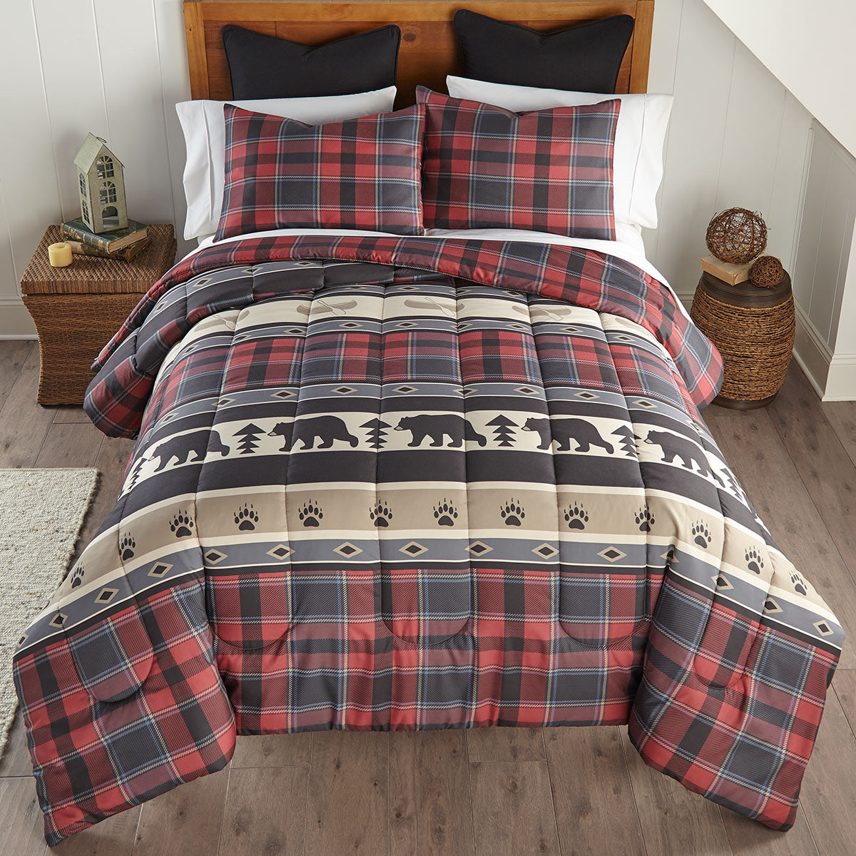 Black Bear Ridge Plaid Comforter Set - King