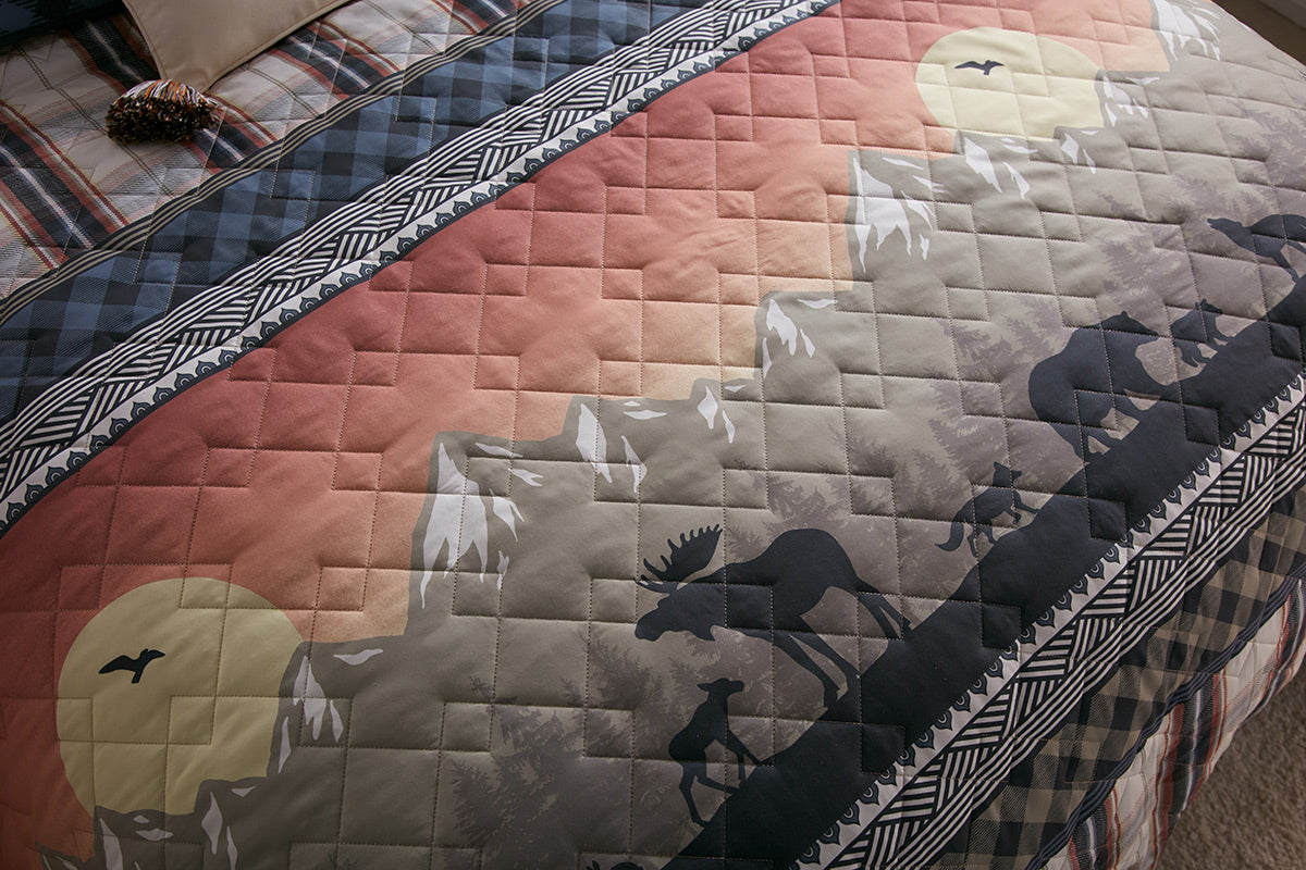 Wildlife Sunrise Quilt Bed Set - Queen