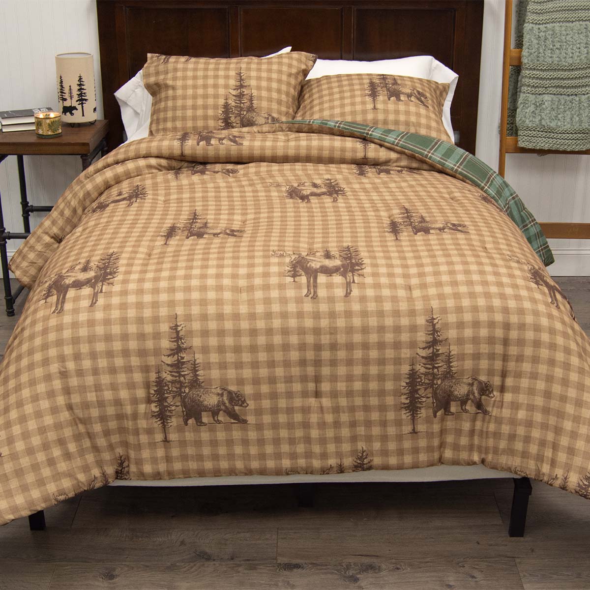 Woodland Sage Bear & Moose Comforter Bed Set - Queen