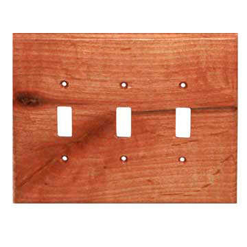 Traditional Wood Triple Switch Plate - Rustic Hickory - CLEARANCE