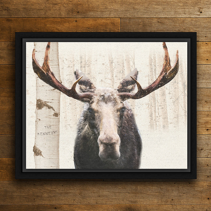 Personalized Aspen Moose Framed Canvas - Small