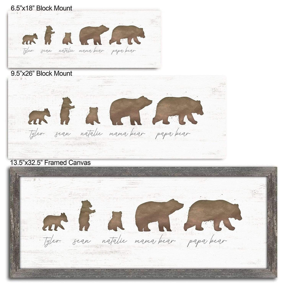 Personalized Bear Family Block Mount - 18 x 7
