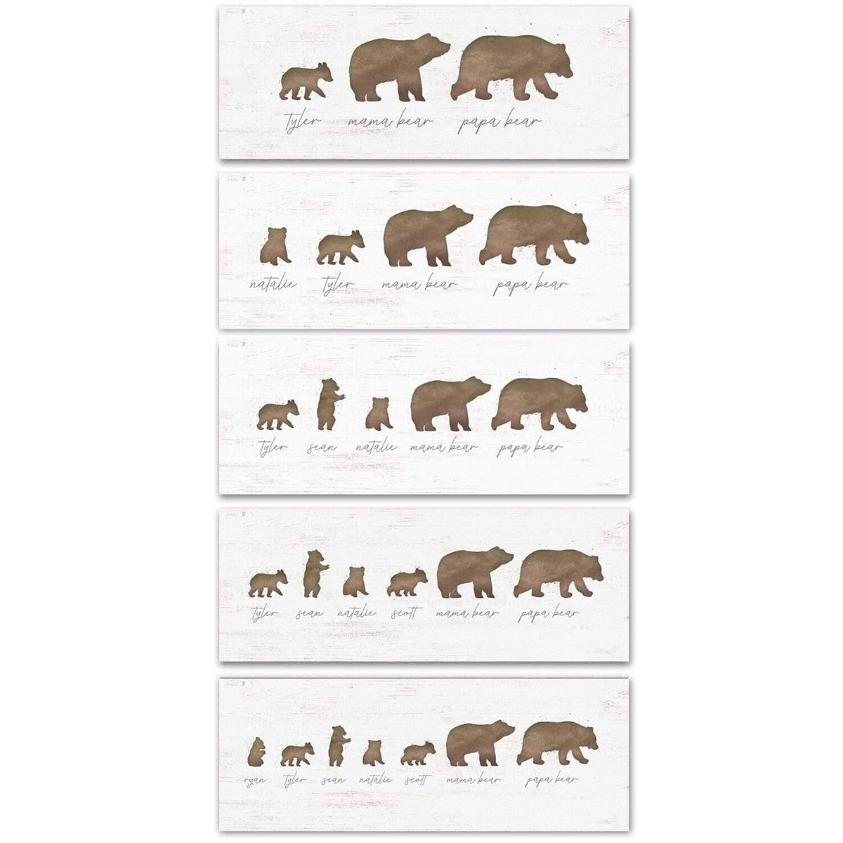 Personalized Bear Family Block Mount - 18 x 7