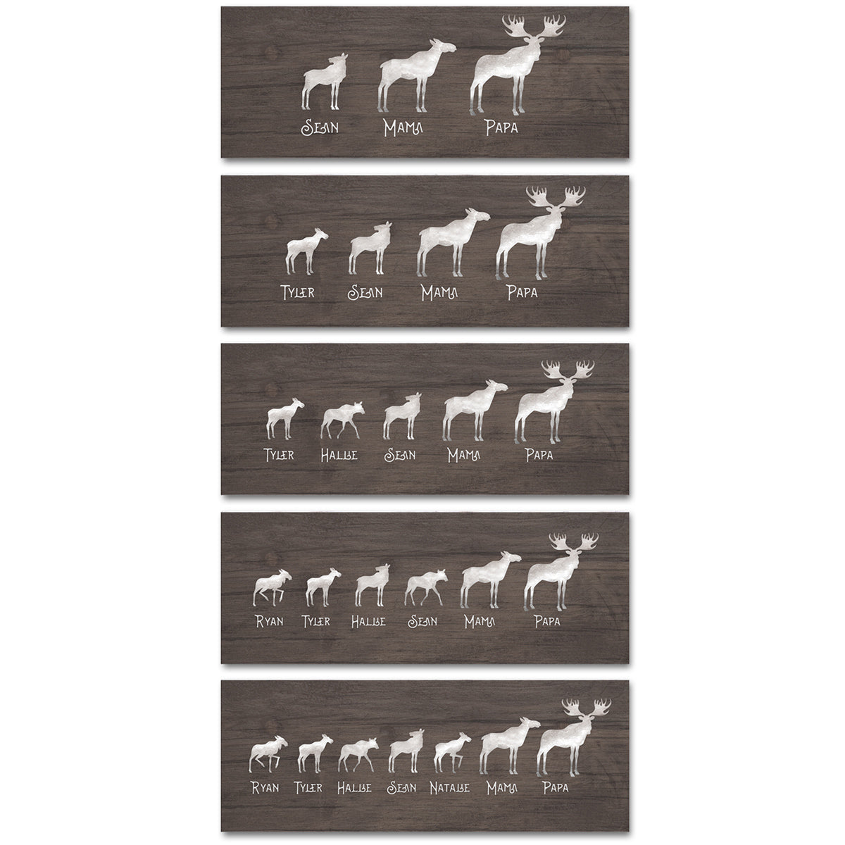 Personalized Moose Family Block Mount - 18 x 7