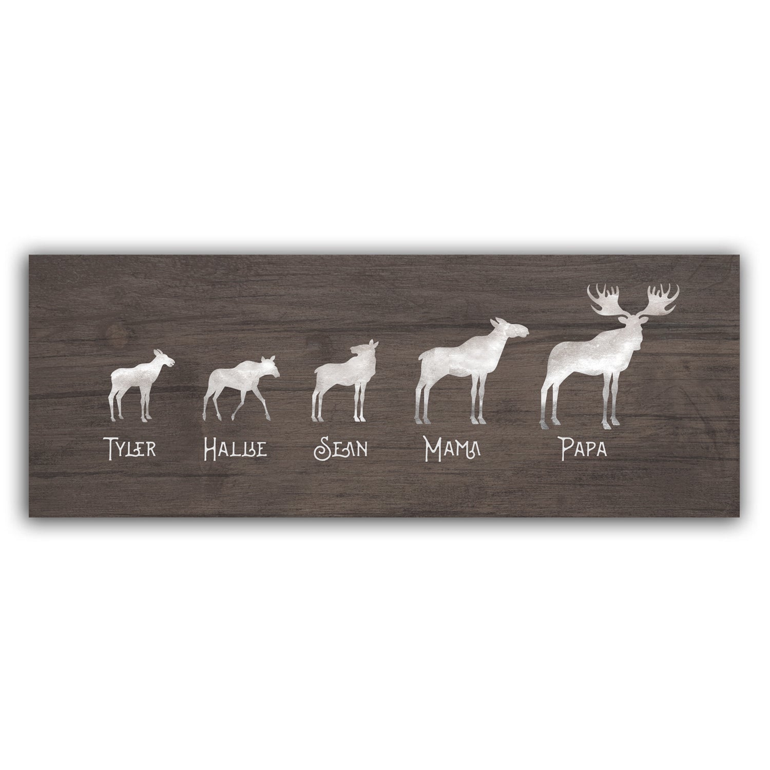 Personalized Moose Family Block Mount - 18 x 7